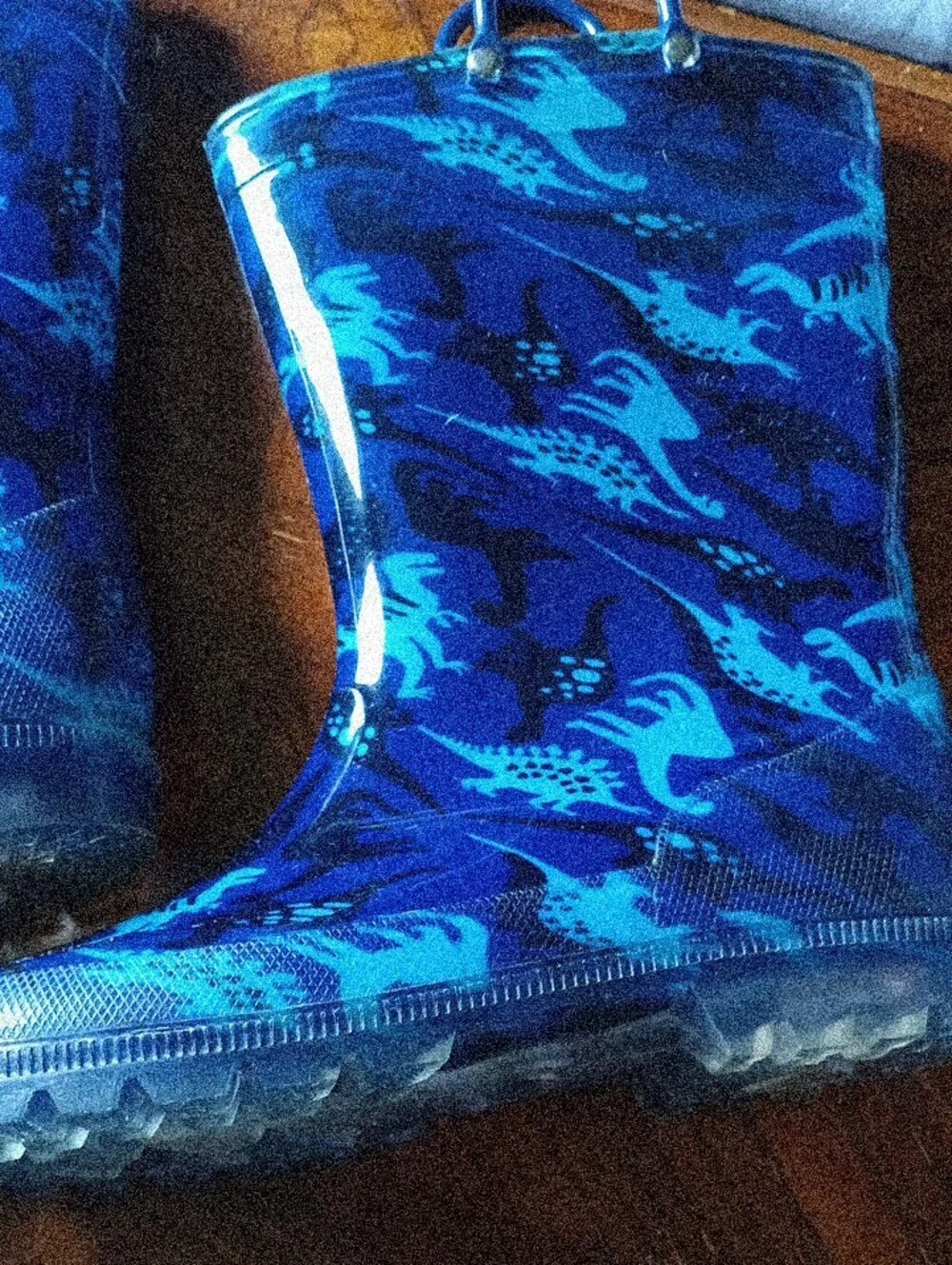 Kids Blue Dinosaur Rain Boots